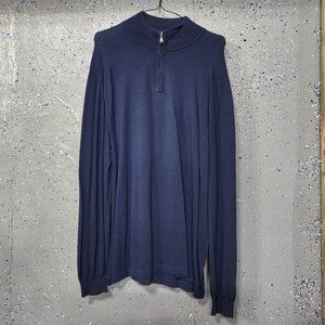 Bachrach Mens Blue 60% Cotton 40% Rayon Long Sleeve 1/4 Zip Pullover Sweater XL